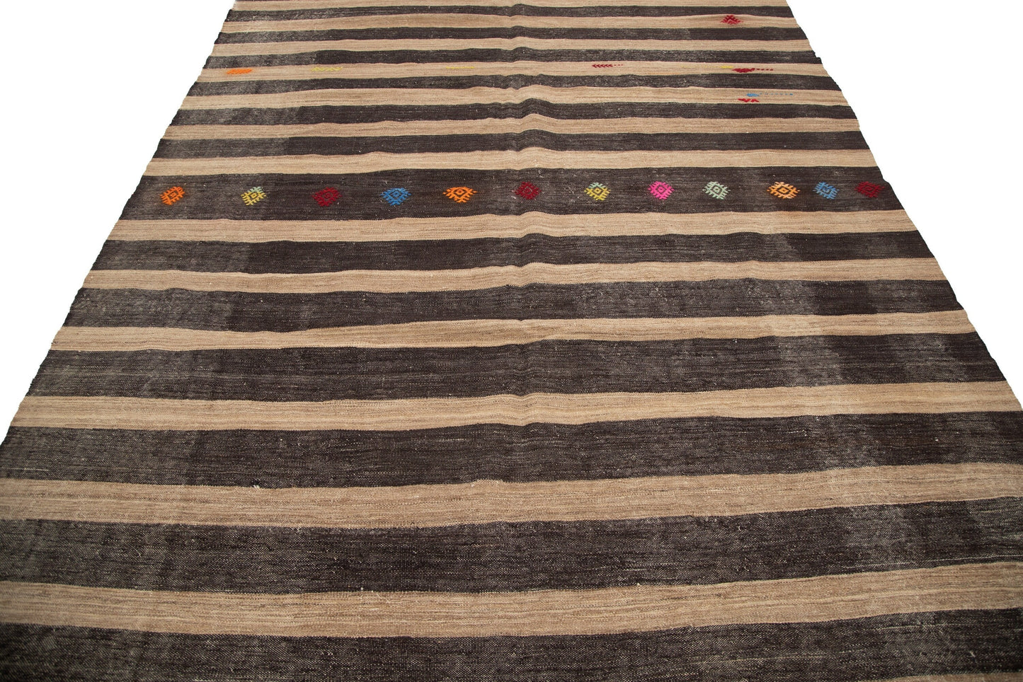Organic Brown Kilim Rug, Turkish Kilim, Neutral Vintage Rug, Turkish Rug, Handmade Flat Weave Area Rug, Brown Rug 8x11, Old Kilim Rug, 7172