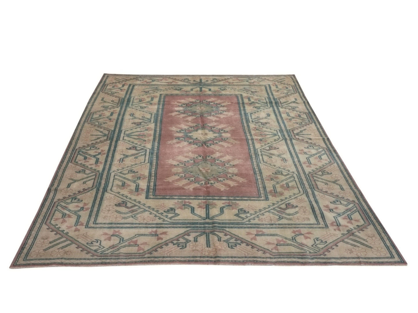 6x9 Oushak rug Boho,Neutral Turkish rug 7x9 ,Vintage rug, Eclectic rug, Carpet rug,Turkish carpet,Faded rug, Oushak carpet, Bedroom rug,8977