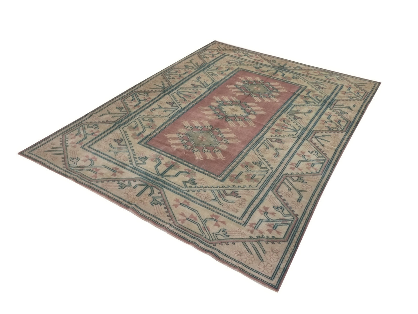 6x9 Oushak rug Boho,Neutral Turkish rug 7x9 ,Vintage rug, Eclectic rug, Carpet rug,Turkish carpet,Faded rug, Oushak carpet, Bedroom rug,8977