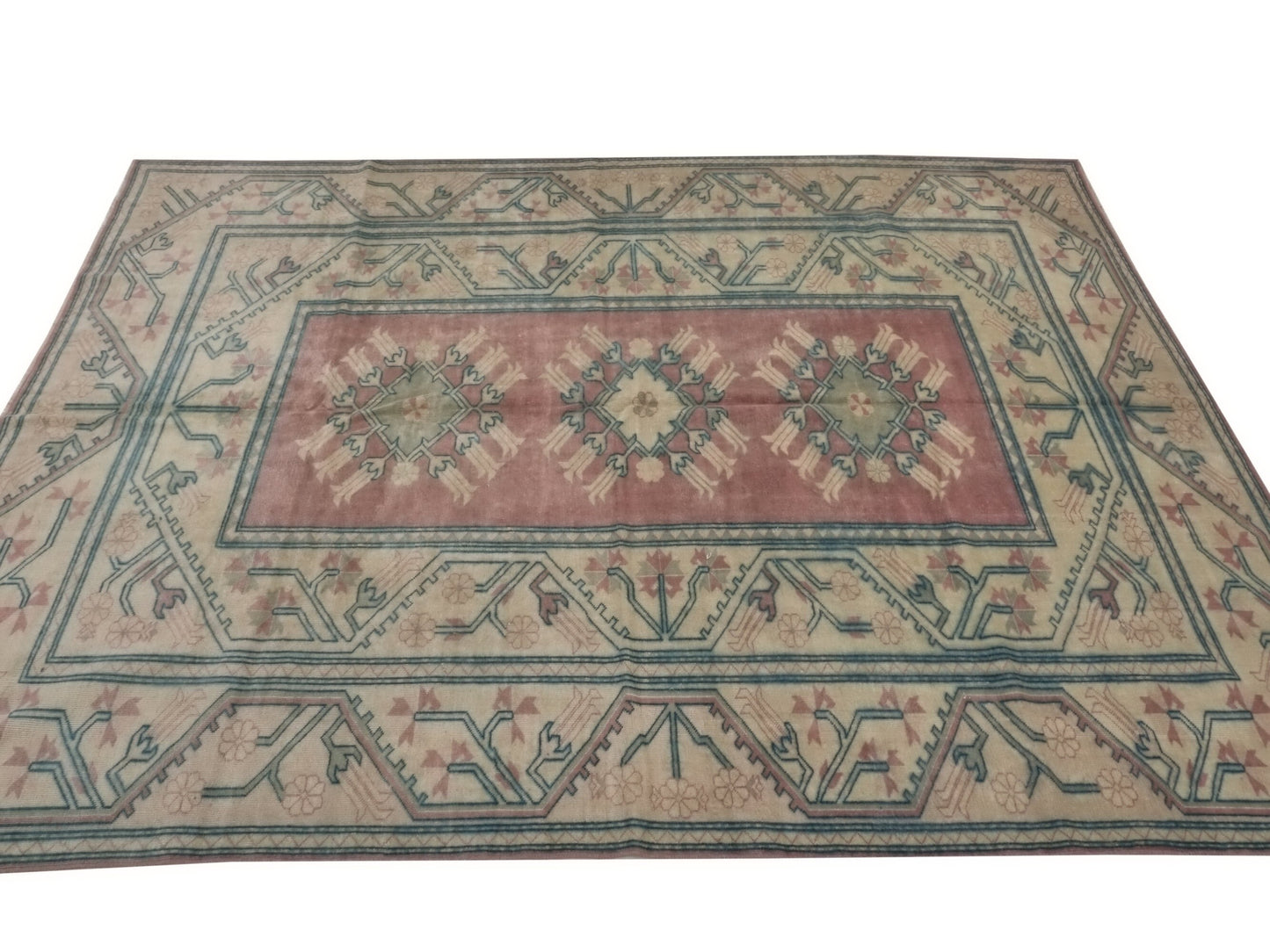 6x9 Oushak rug Boho,Neutral Turkish rug 7x9 ,Vintage rug, Eclectic rug, Carpet rug,Turkish carpet,Faded rug, Oushak carpet, Bedroom rug,8977
