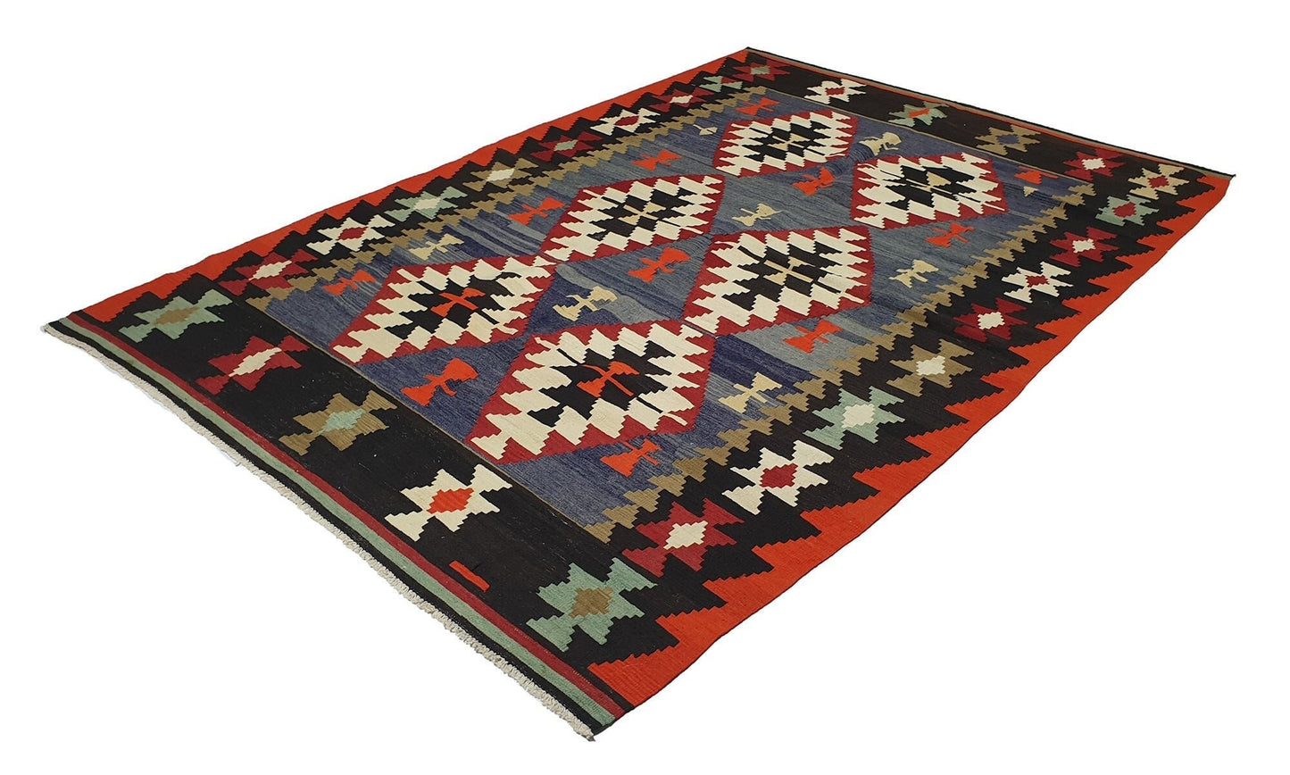 Rug Kilim, Turkish Kilim Rug, Vintage Handmade Kilim Rug, Living Room Rug, Area Faded Kilim Rug, Wool Rug, Bedroom Rug, Kilim Rug 6x8, 2356