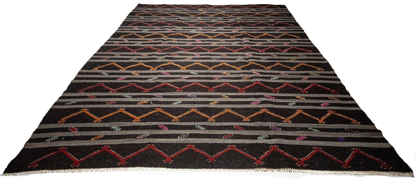 Turkish Kilim Rug 8x12, Handmade Rustic Kilim Rug, Primitive Rug, Area Floor Kilim Rug, Vintage Kilim Rug, Rug Kilim, Living Room Rug, 409