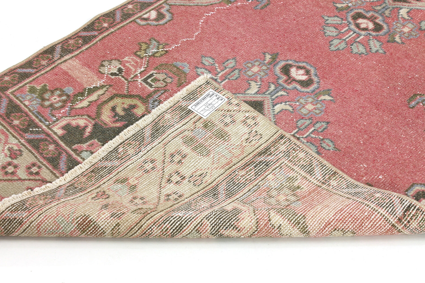 Vintage Turkish Oushak Runner Rug,Hand knotted rug, Hallway Runner, Pink Runner Rug, 3x11 Runner Rug, Carpet runner, Kitchen rug, 6504