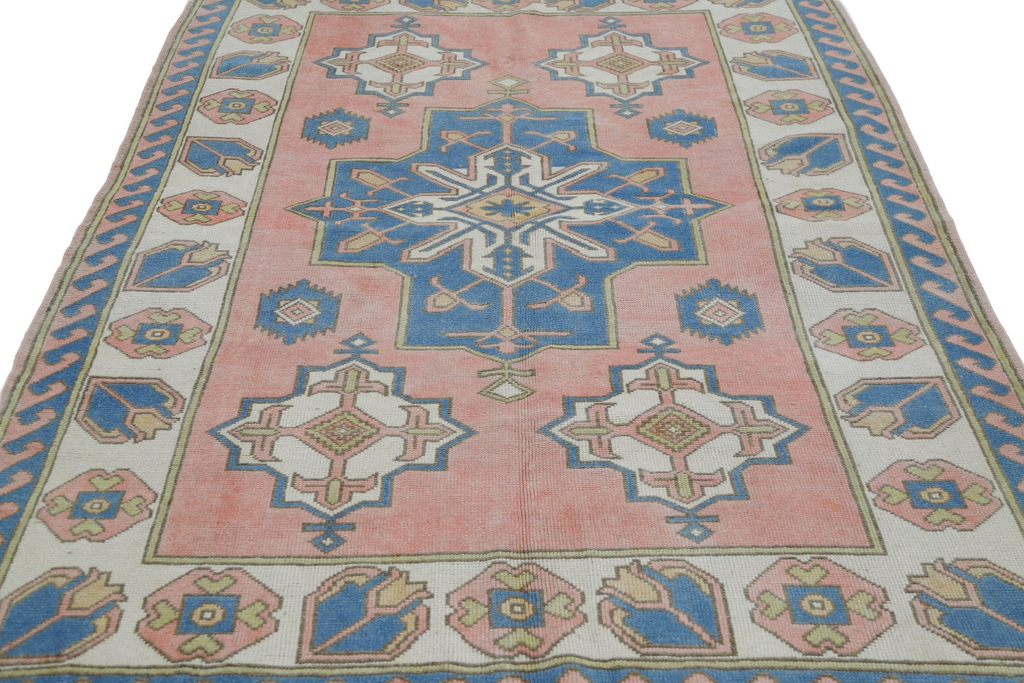 5x8 Turkish rug, Vintage rug 5x8, Oushak Rug 5x8, Neutral Pink Bohemian Carpet rug, Bedroom Area Anatolia Rug ,Rug Made in Turkey , 7747