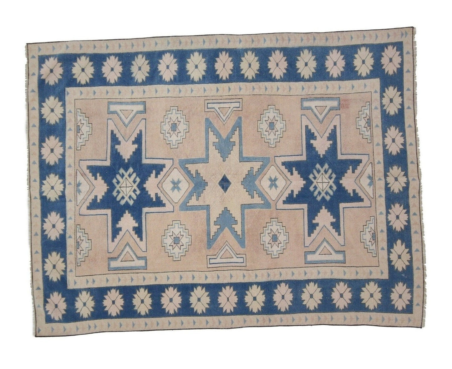 Turkish rug Muted, Neutral Oushak rug, Handmade Vintage rug, Carpet rug, Geometric rug, Floor rug, Area rug 5x7, Bedroom rug, 7290