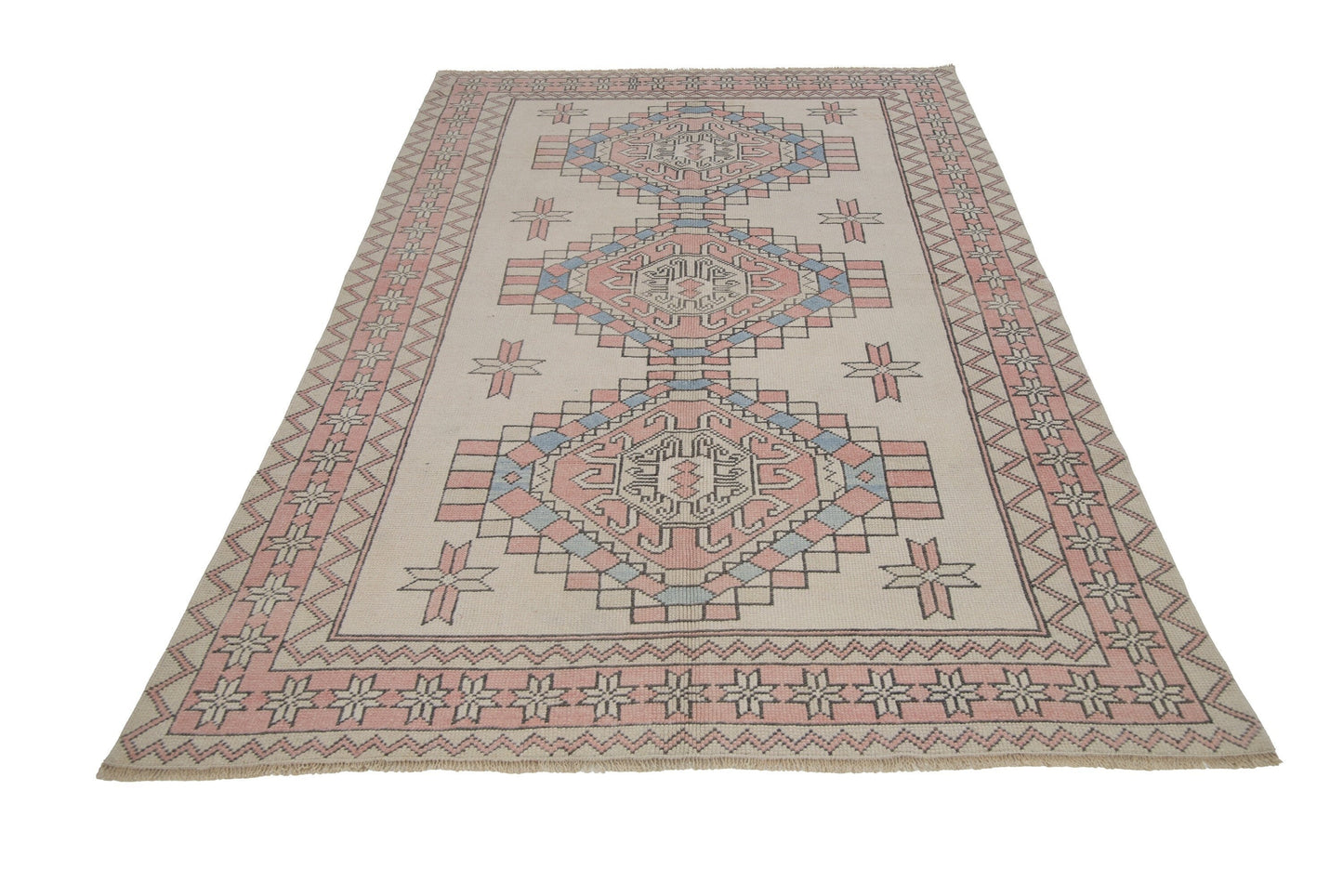 Faded Turkish rug, Vintage rug 5x8, Oushak rug ,Neutral Rug, Carpet rug, Handmade rug, Geometric rug ,Anatolia rug, Turkey rug, 7292