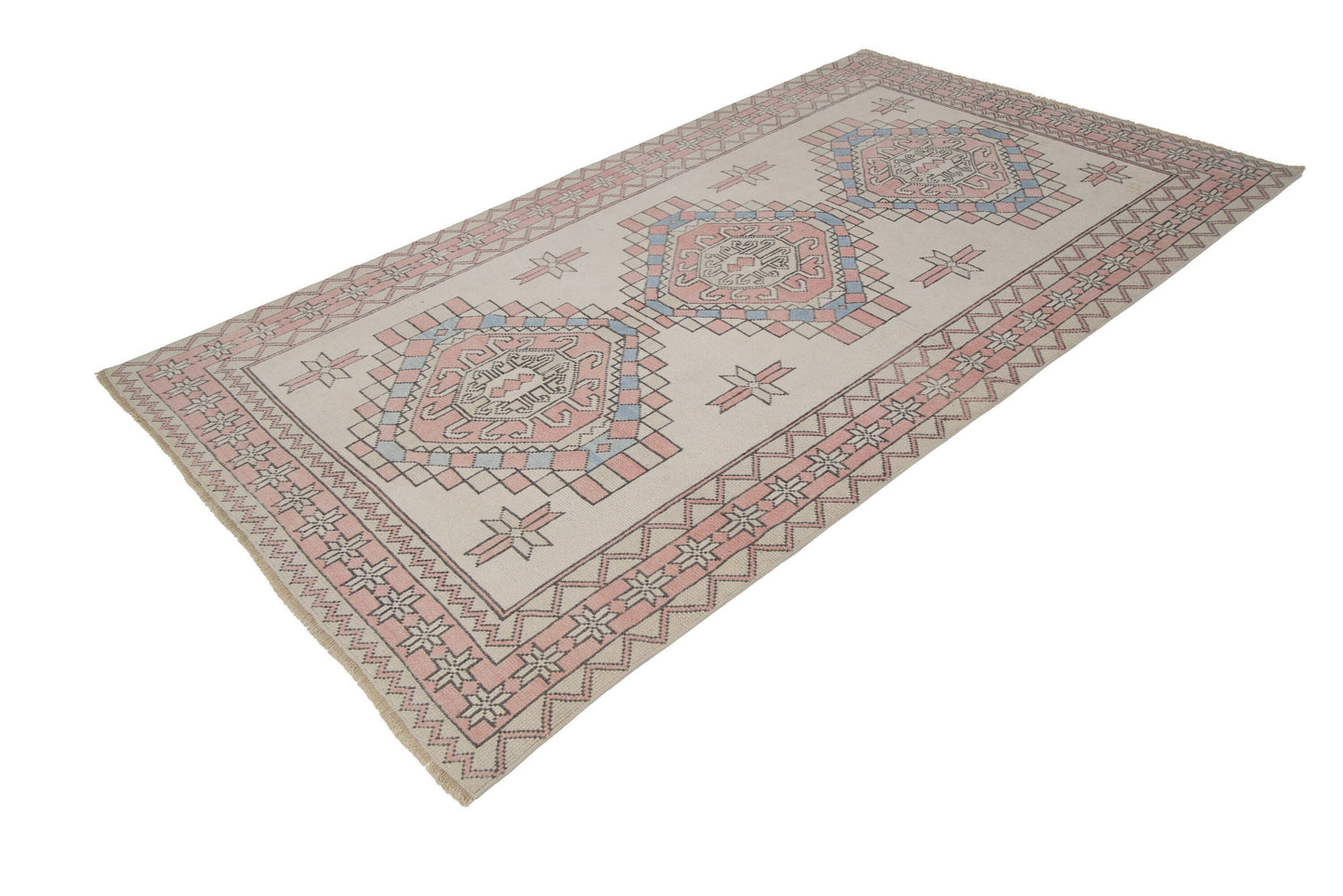 Faded Turkish rug, Vintage rug 5x8, Oushak rug ,Neutral Rug, Carpet rug, Handmade rug, Geometric rug ,Anatolia rug, Turkey rug, 7292