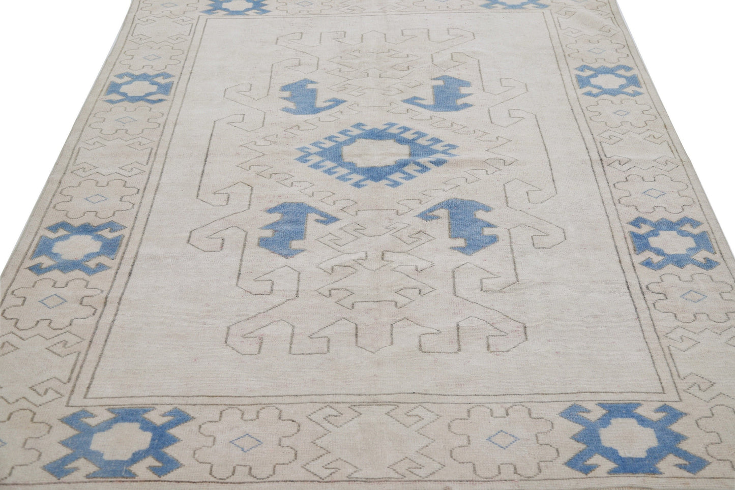 6x8 Beige Blue Oushak rug, Vintage rug, Turkish rug, Handmade rug ,Wool rug, Anatolia rug ,Turkey rug, One of a kind rug , Area rug 6x8,7291