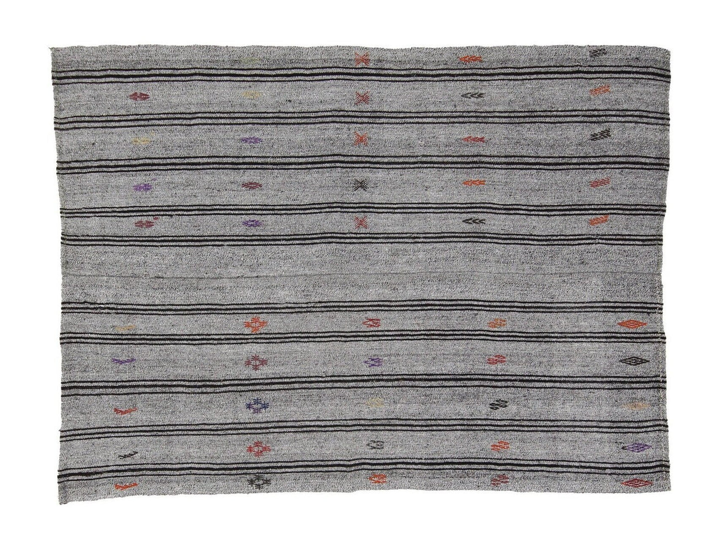 Turkish Kilim Rug, Rug Kilim, Kilim Rug 6x8, Area Kilim, Gray Striped Kilim Rug, Wool Rug, Square Kilim Rug, Unique Rug, Neutral Rug, 8098