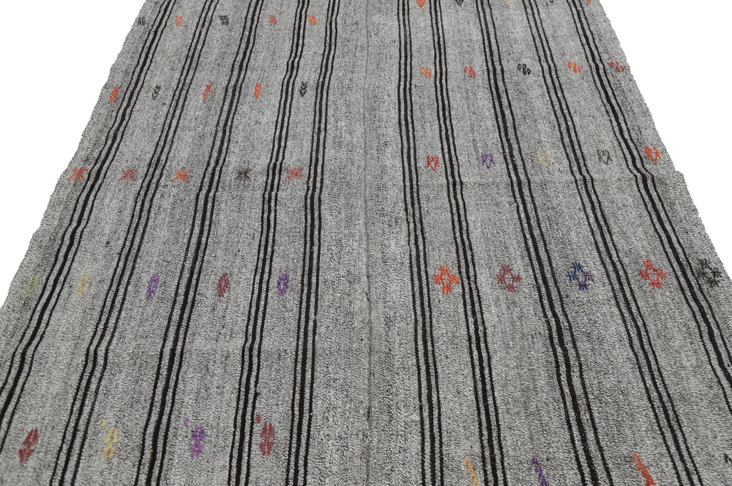 Turkish Kilim Rug, Rug Kilim, Kilim Rug 6x8, Area Kilim, Gray Striped Kilim Rug, Wool Rug, Square Kilim Rug, Unique Rug, Neutral Rug, 8098