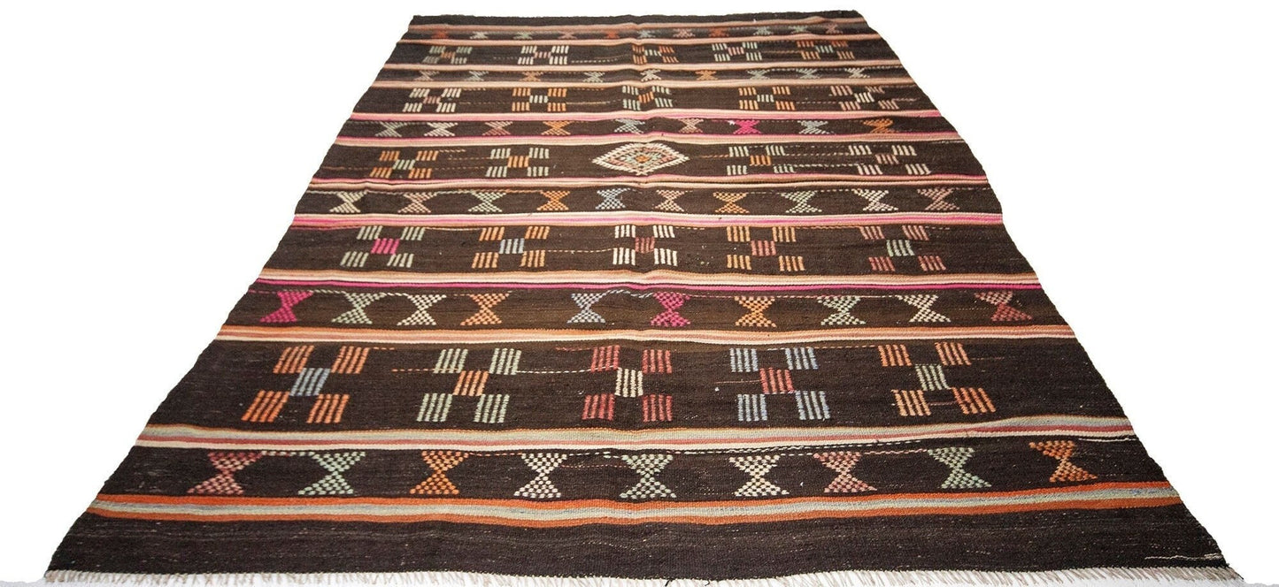 Faded Kilim Rug, Turkish Vintage Kilim, Kilim Rug 6X9, Flat Weave Rug, One of a Kind Rug, Handmade Kilim Rug, Area Eclectic Kilim Rug, 1986