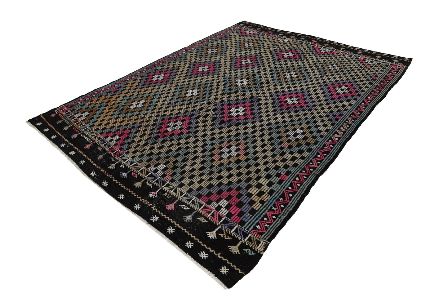 7x10 Area Kilim Rug, Turkish Kilim Rug, Vintage Kilim Rug, One of a Kind Rug, Handmade Kilim Rug, Living Room Rug, Scandinavian Rug, 8058