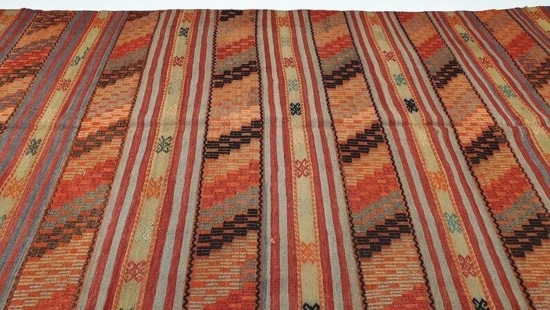 Kilim Rug, Vintage Kilim Rug, Area Kilim Rug, 6x9 Kilim Rug, Handmade Kilim Rug, Wool Rug, Unique Rug, Eclectic Rug, Boho Rug, 2535