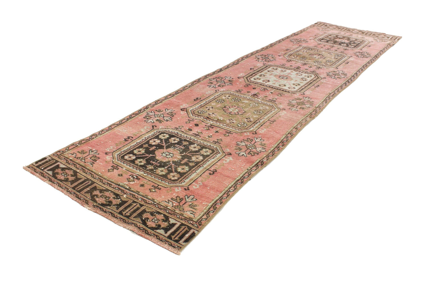 Pink Runner Rug 3x12, Carpet Runner ,Oushak Runner, Turkish Runner ,Unique Rug,Faded Rug, Kitchen Rug, Hallway Rug, Turkish Rug Runner, 6196