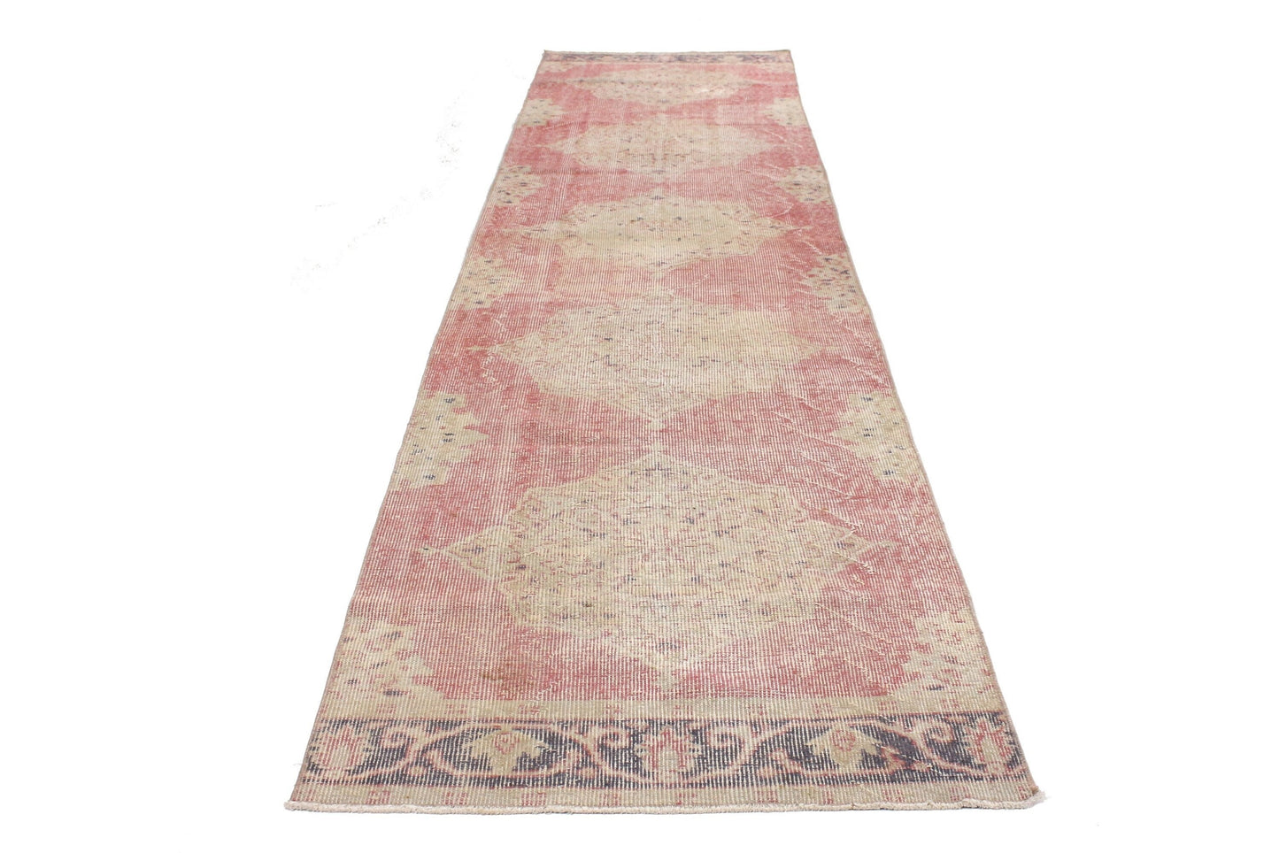 3x12 Pink Rug Runner, Turkish Runner ,Oushak Runner ,Handmade Floral Carpet Runner, Kitchen Decor ,Hallway Rug ,4443