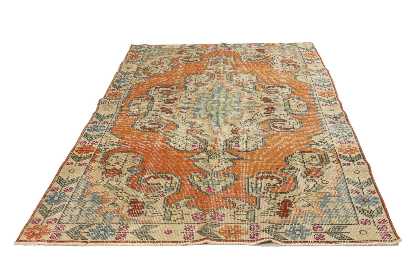 5x8 Turkish Rug, Area rug, Boho Decor, Carpet Rug, Handmade rug, Living room Rug, Nursery Rug, Orange Turkish Rug, Oushak rug, Rug 5x8,5611