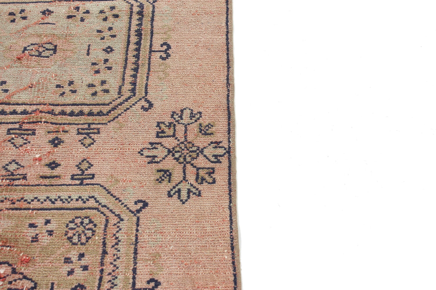 3x11 Runner Rug ,Carpet Runner ,Turkish Runner, Oushak Runner, Vintage Runner ,Hallway Rug, Kitchen Rug, Salmon Pink, Blue, Runner, 4026