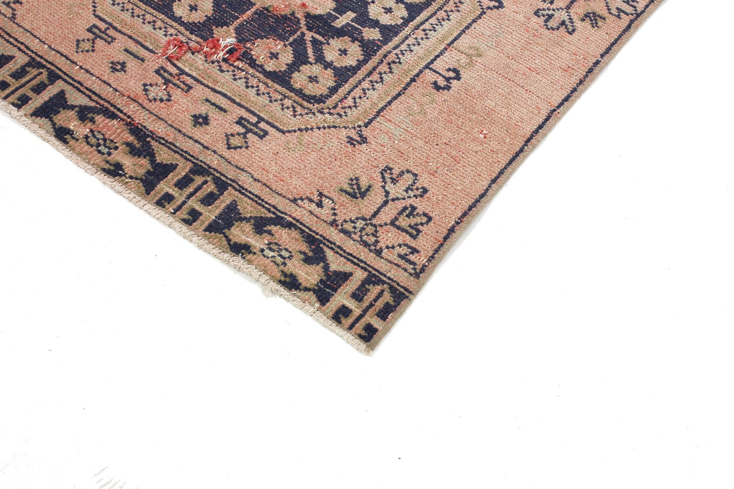 3x11 Runner Rug ,Carpet Runner ,Turkish Runner, Oushak Runner, Vintage Runner ,Hallway Rug, Kitchen Rug, Salmon Pink, Blue, Runner, 4026