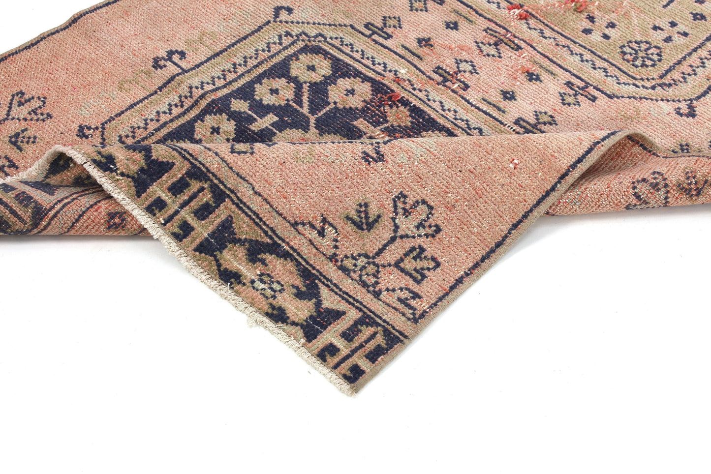 3x11 Runner Rug ,Carpet Runner ,Turkish Runner, Oushak Runner, Vintage Runner ,Hallway Rug, Kitchen Rug, Salmon Pink, Blue, Runner, 4026