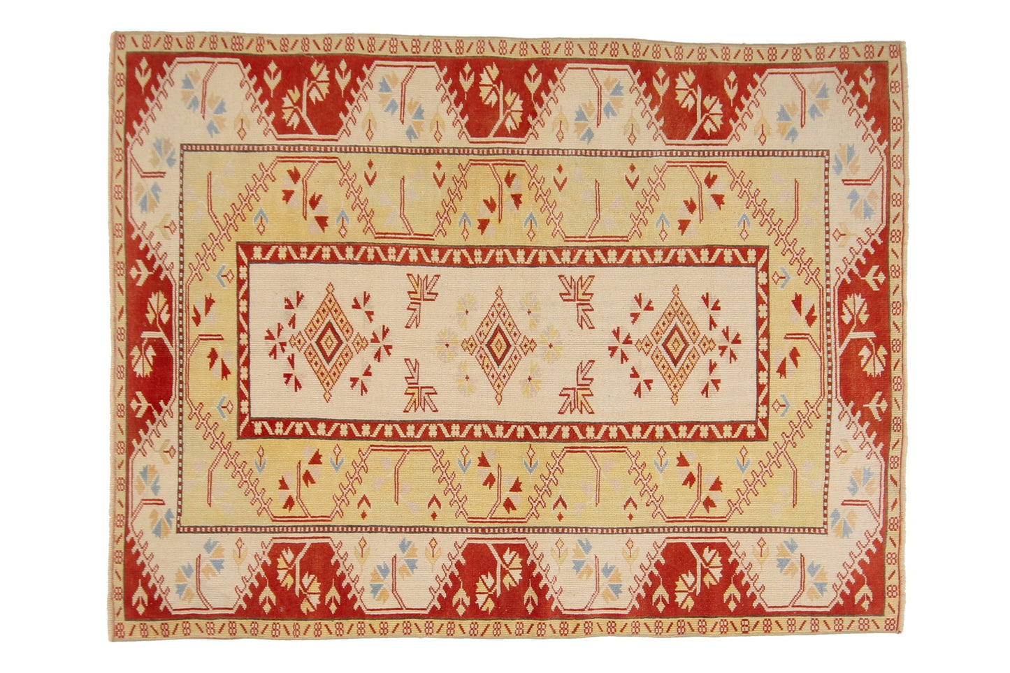 Neutral Oushak Rug, Pale Turkish Rug, Area Carpet Rug ,4x6 TURKİSH RUG, Small Room Rug, Coastal Decor, Bedroom Rug ,Red, Yellow,Rug4405