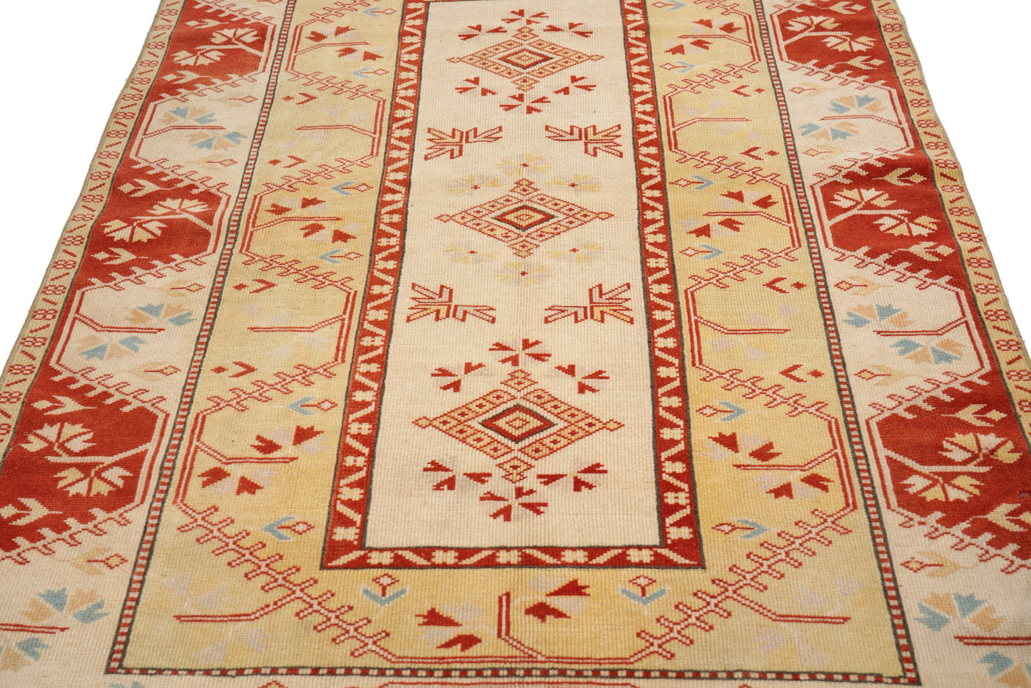 Neutral Oushak Rug, Pale Turkish Rug, Area Carpet Rug ,4x6 TURKİSH RUG, Small Room Rug, Coastal Decor, Bedroom Rug ,Red, Yellow,Rug4405
