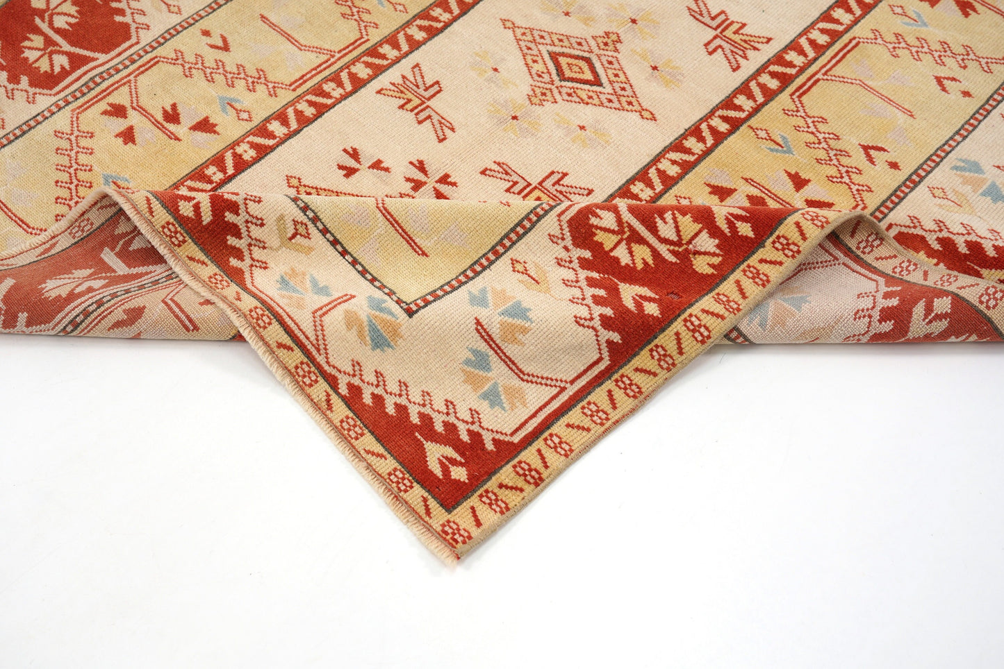 Neutral Oushak Rug, Pale Turkish Rug, Area Carpet Rug ,4x6 TURKİSH RUG, Small Room Rug, Coastal Decor, Bedroom Rug ,Red, Yellow,Rug4405