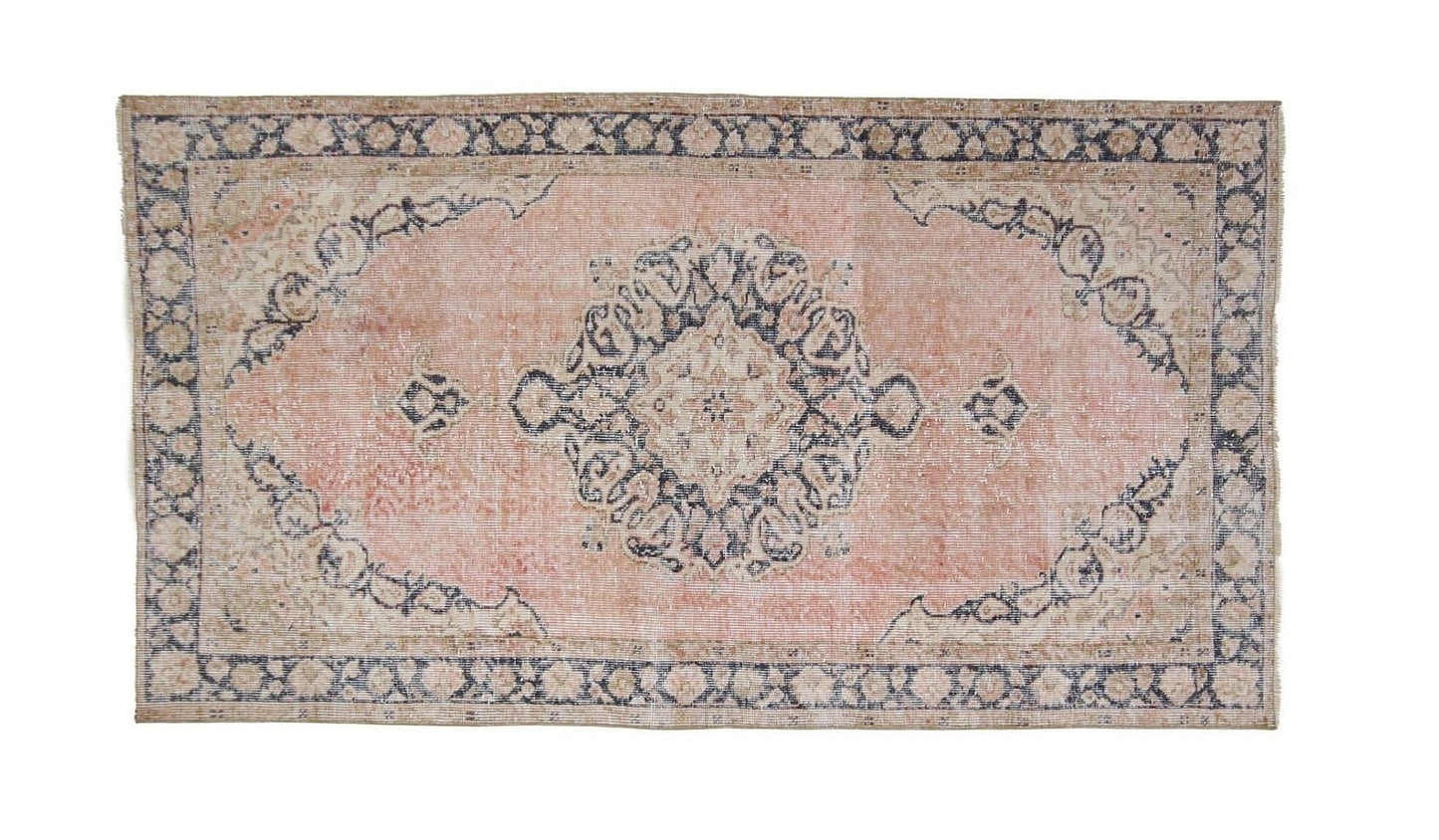 Turkish Rug , Pink Carpet Rug, Oushak Rug, Vintage Rug, 4x8 Rug, Bohemian rug,Kid room rug,Vintage Carpet,Handmade rug, Made in Turkey, 7754