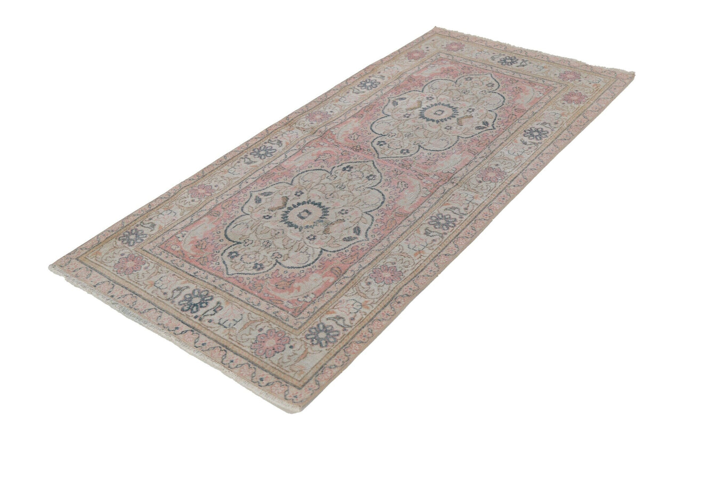 Small Oushak rug, Faded Floral rug, Turkish rug 3x6, Vintage Small rug, Bedroom rug, Kitchen rug, Nursery rug, Handmade rug, 7495