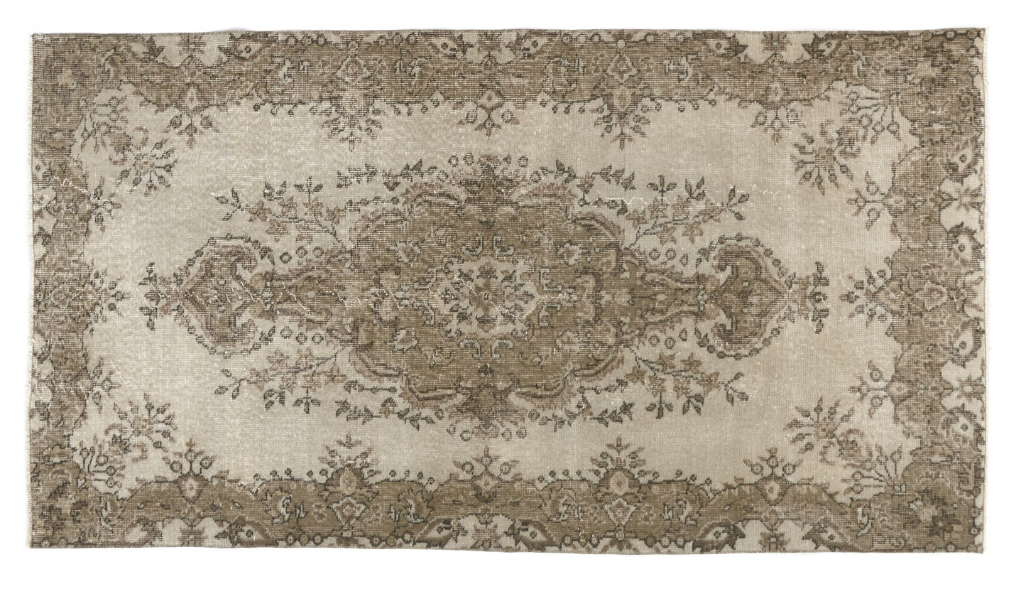Neutral Turkish Rug, Oushak Carpet rug, Beige Rug, Vintage One of a kind rug, Handmade rug, Area rug 4x7, Unique rug, Floral rug, 9614