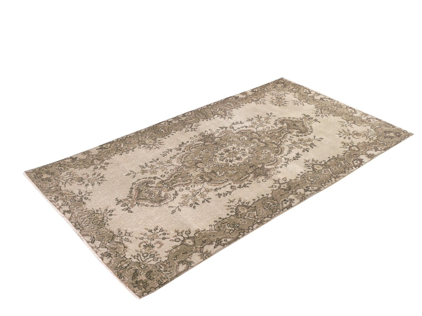 Neutral Turkish Rug, Oushak Carpet rug, Beige Rug, Vintage One of a kind rug, Handmade rug, Area rug 4x7, Unique rug, Floral rug, 9614
