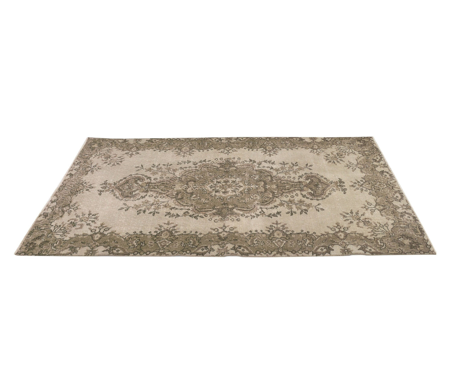 Neutral Turkish Rug, Oushak Carpet rug, Beige Rug, Vintage One of a kind rug, Handmade rug, Area rug 4x7, Unique rug, Floral rug, 9614