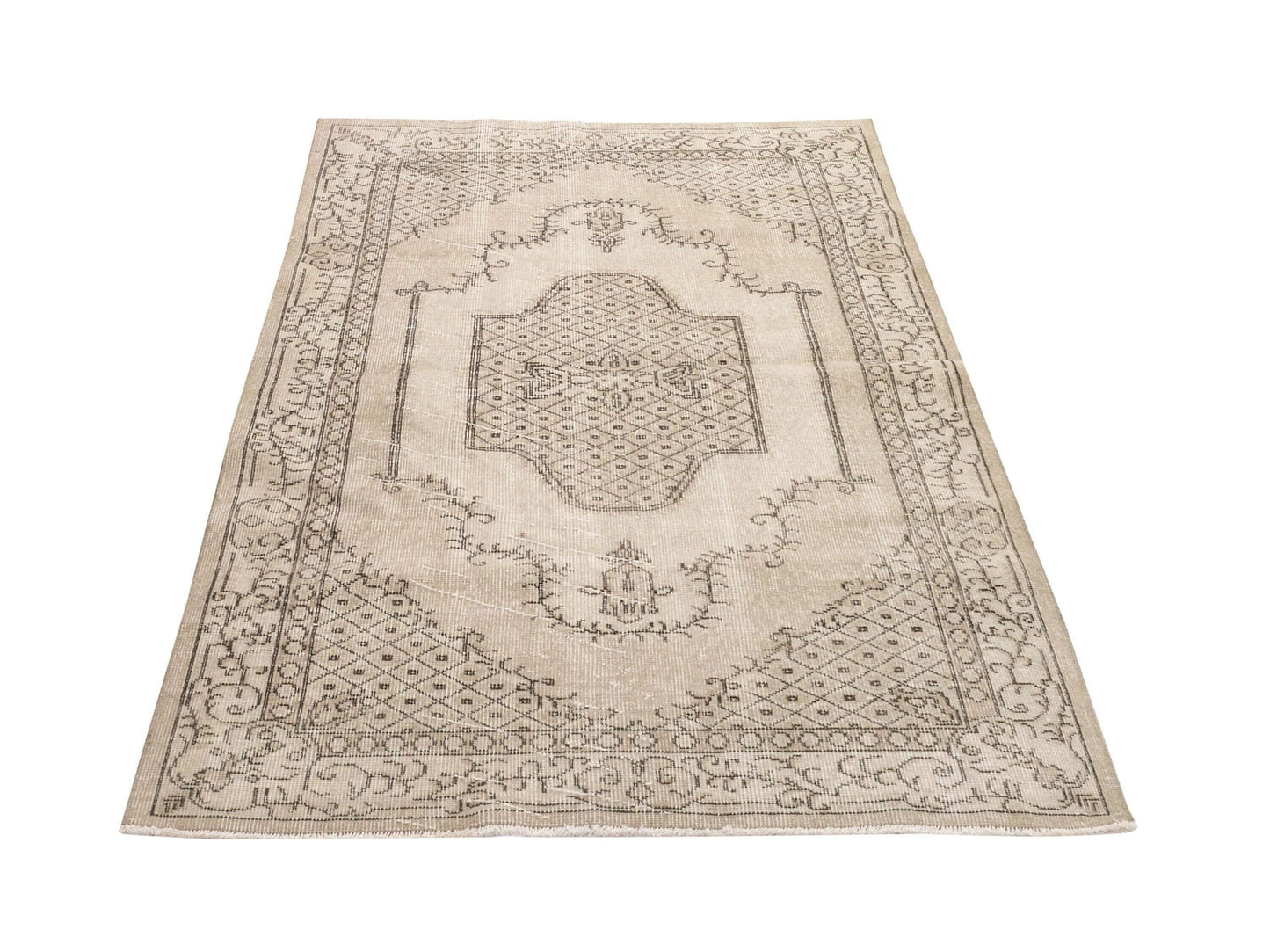 Oushak Rug, Vintage Rug, Faded Rug, Area Rug, Muted Oushak Rug, Beige Carpet rug, Small Turkish Rug 4x7, Handmade Wool Rug, Turkey rug, 9640