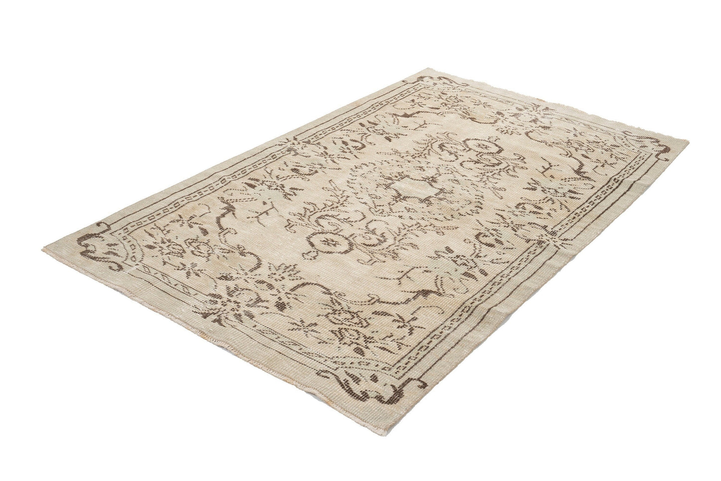Turkish Oushak Rug, Vintage Area Rug, Beige Faded Handmade rug, Carpet Rug, Small Rug 4x7, One of a kind rug, Bedroom rug, Floor rug, 9646