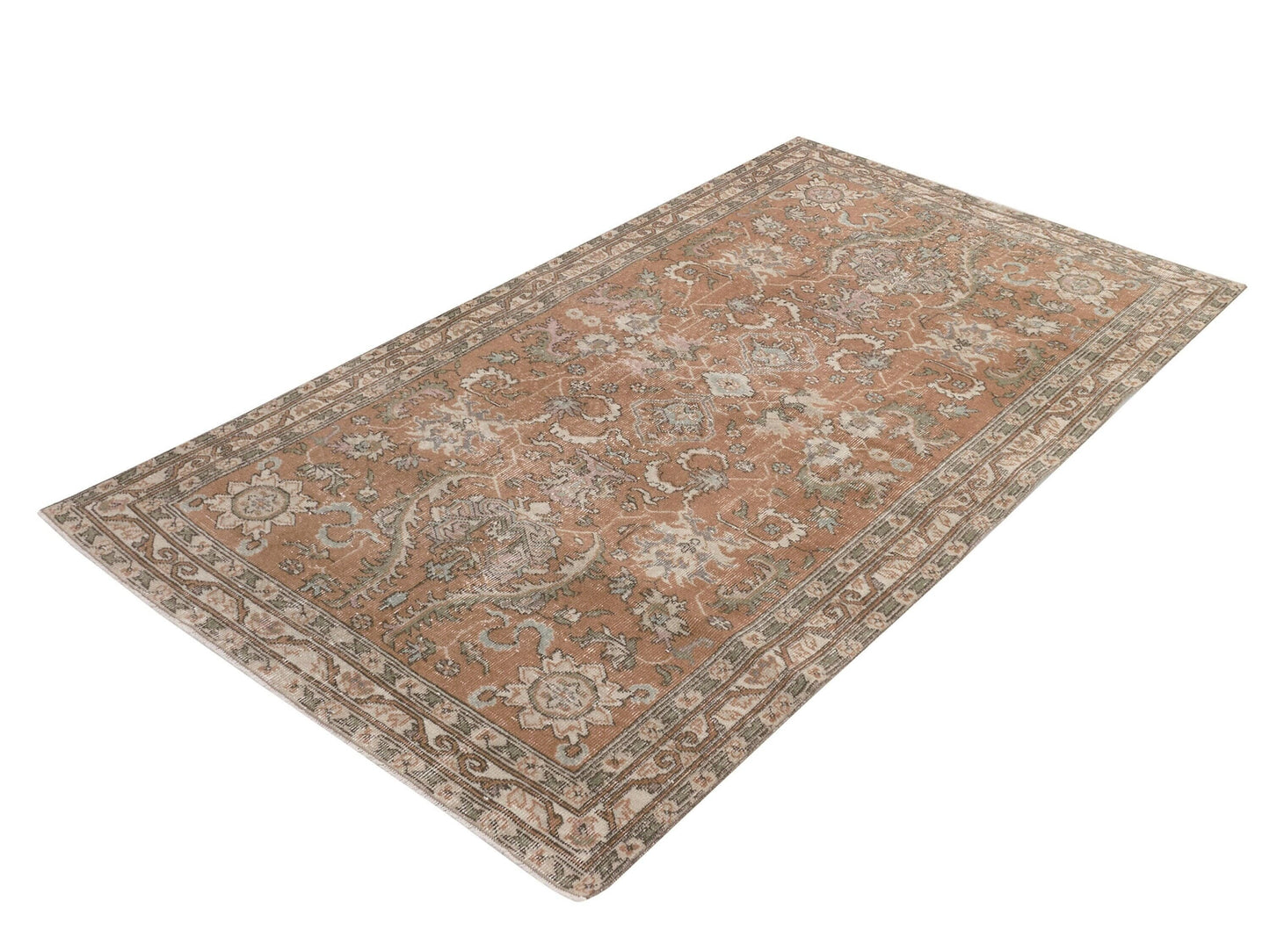 Boho Oushak Rug, Turkish Rug, Vintage rug, Eclectic Handmade Area Rug, Floral Rug, Anatolia rug, Unique Carpet rug, Bedroom rug, 9641