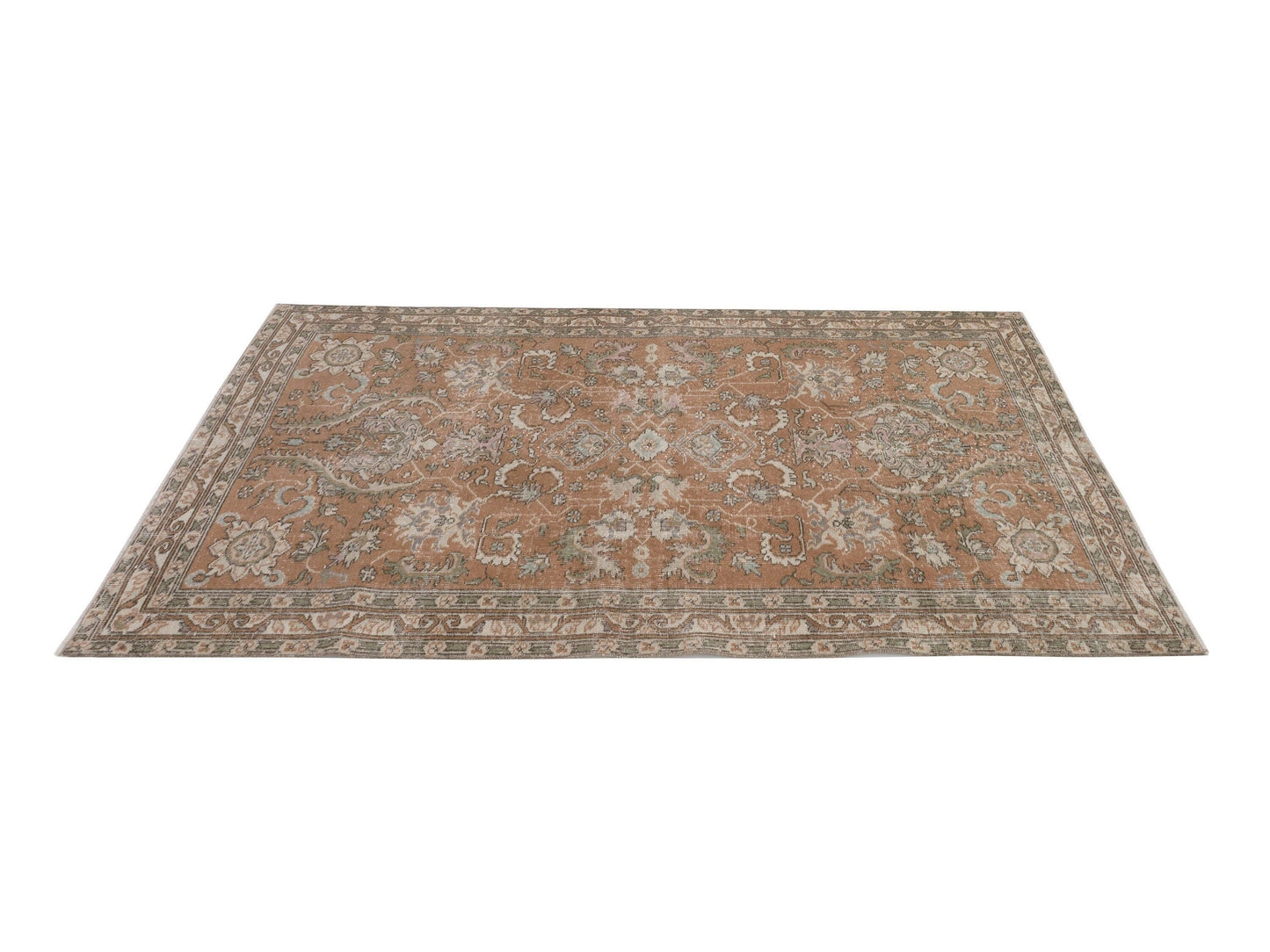 Boho Oushak Rug, Turkish Rug, Vintage rug, Eclectic Handmade Area Rug, Floral Rug, Anatolia rug, Unique Carpet rug, Bedroom rug, 9641
