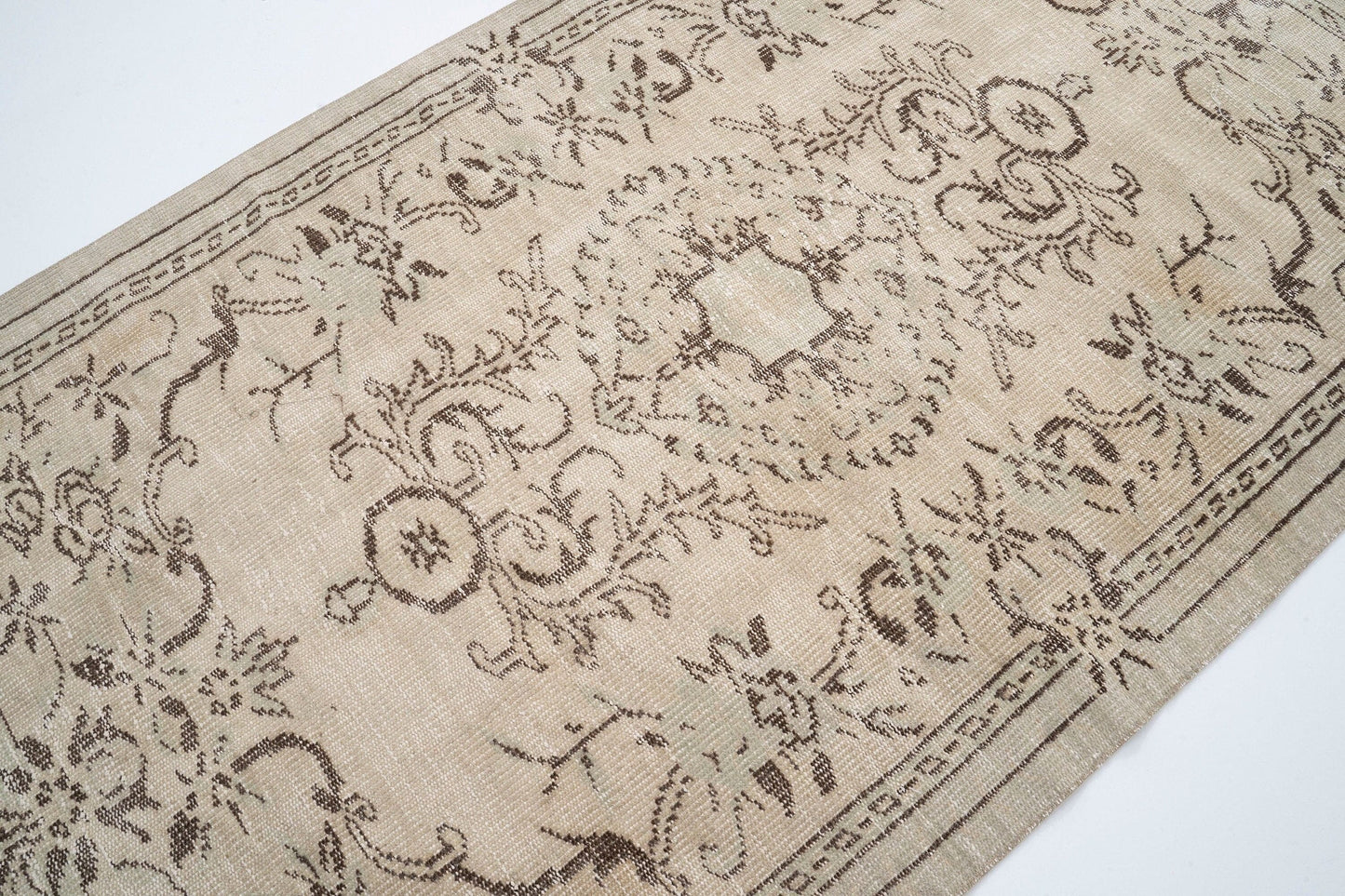 Turkish Oushak Rug, Vintage Area Rug, Beige Faded Handmade rug, Carpet Rug, Small Rug 4x7, One of a kind rug, Bedroom rug, Floor rug, 9646