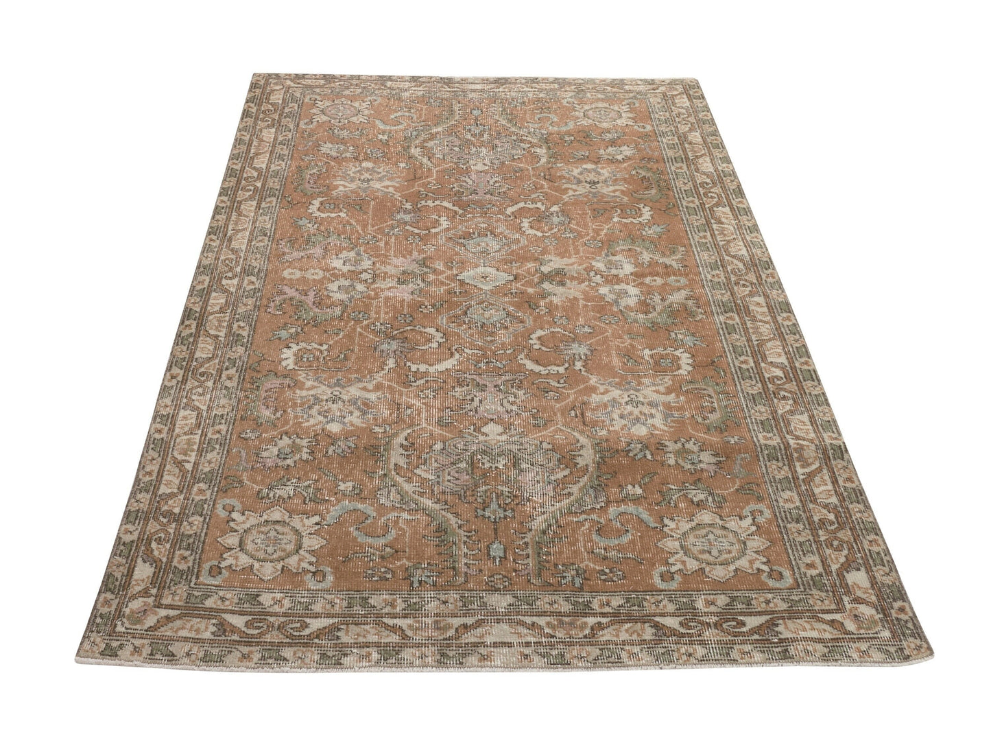 Boho Oushak Rug, Turkish Rug, Vintage rug, Eclectic Handmade Area Rug, Floral Rug, Anatolia rug, Unique Carpet rug, Bedroom rug, 9641