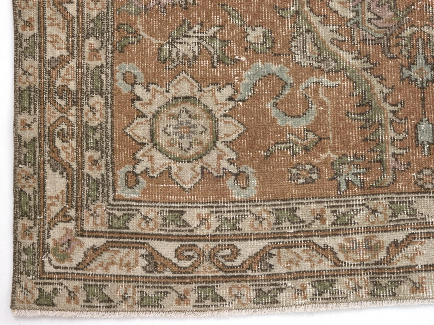 Boho Oushak Rug, Turkish Rug, Vintage rug, Eclectic Handmade Area Rug, Floral Rug, Anatolia rug, Unique Carpet rug, Bedroom rug, 9641