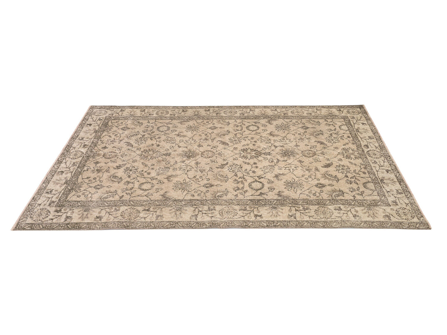 4x8 Oushak Rug, Handmade Rug, Muted rug, Vintage Rug, Beige rug 4x7, Floral Rug, Carpet rug, Turkish rug, Faded rug, Nursery rug, 9656