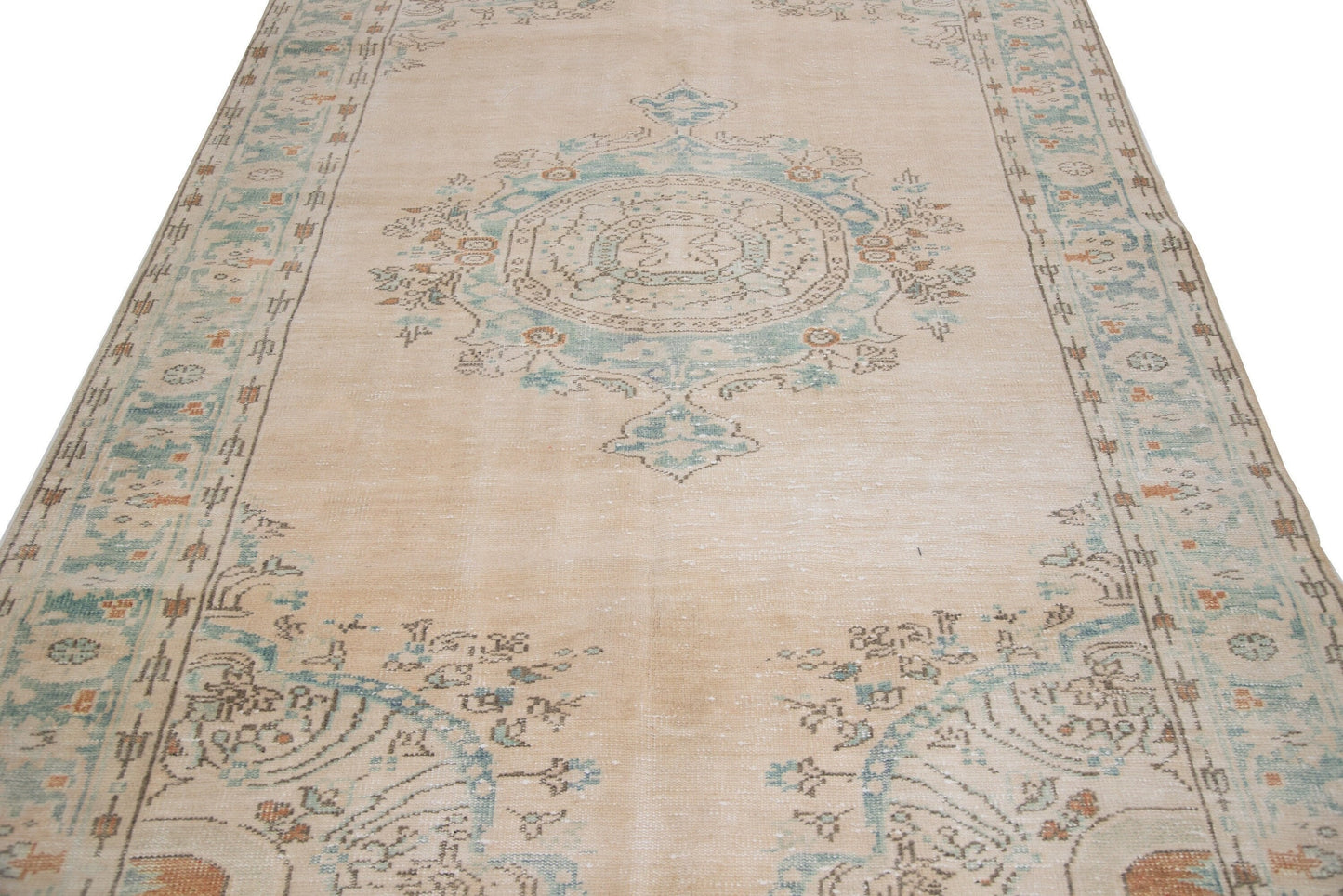 Turkish rug, Vintage rug, Oushak rug ,Muted rug, Floral rug , 6x10 Area Boho Carpet rug, Handmade rug ,Faded rug ,Living room, 7241