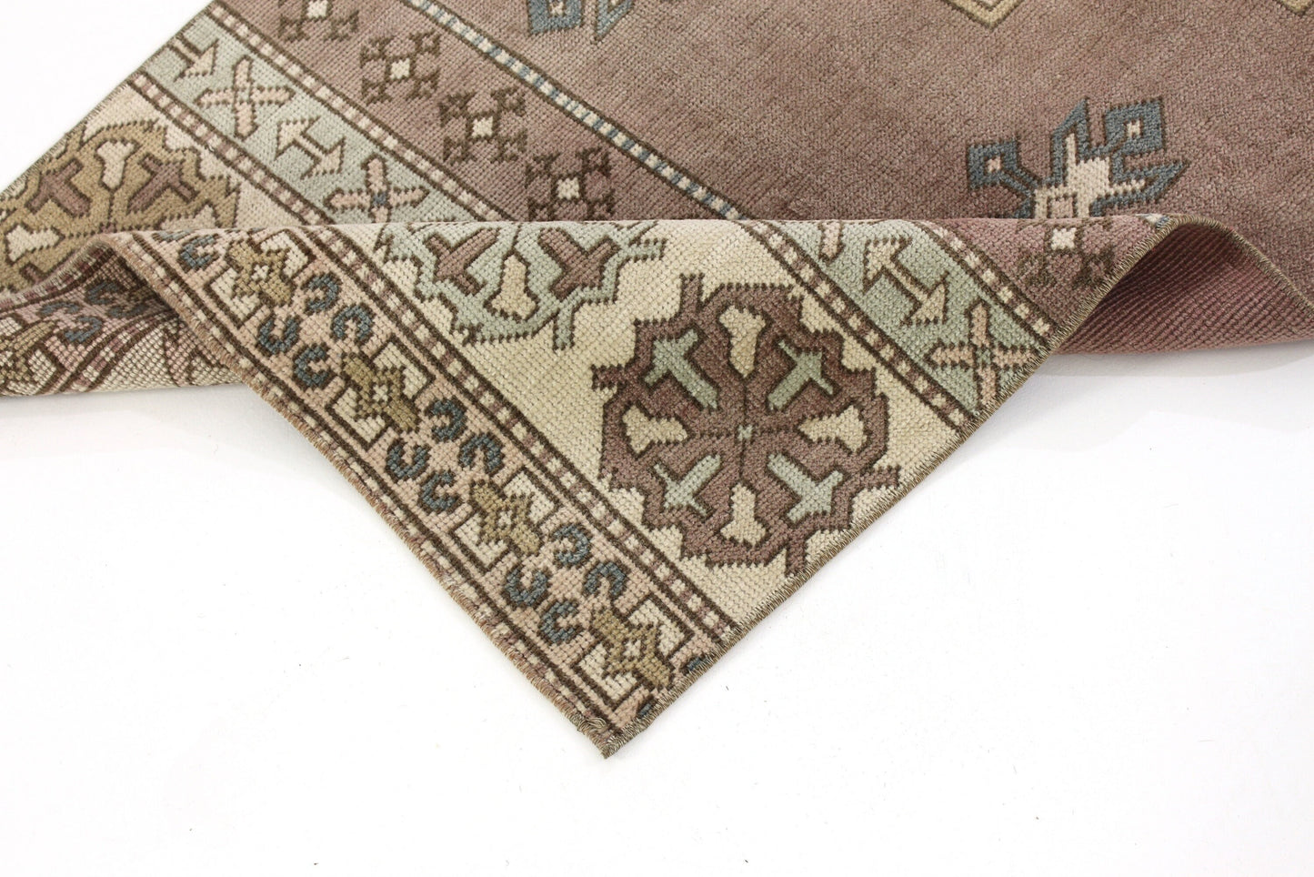 3x7 Runner Rug, Purple Rug 3x7, Turkish Vintage Oushak Runner, Rug Runner Hallway, Kitchen Rug, 6752