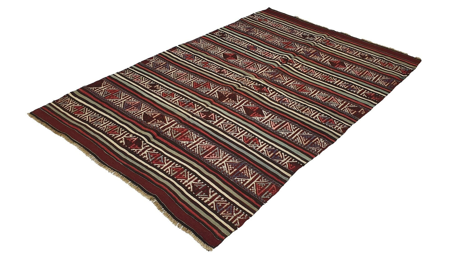 Small Vintage Kilim rug,Turkish Area Kilim Rug, 4x7 Kİlim rug ,One of a kind Kid room Kilim rug, Farmhouse ,Embroidery rug,Handmade,2529