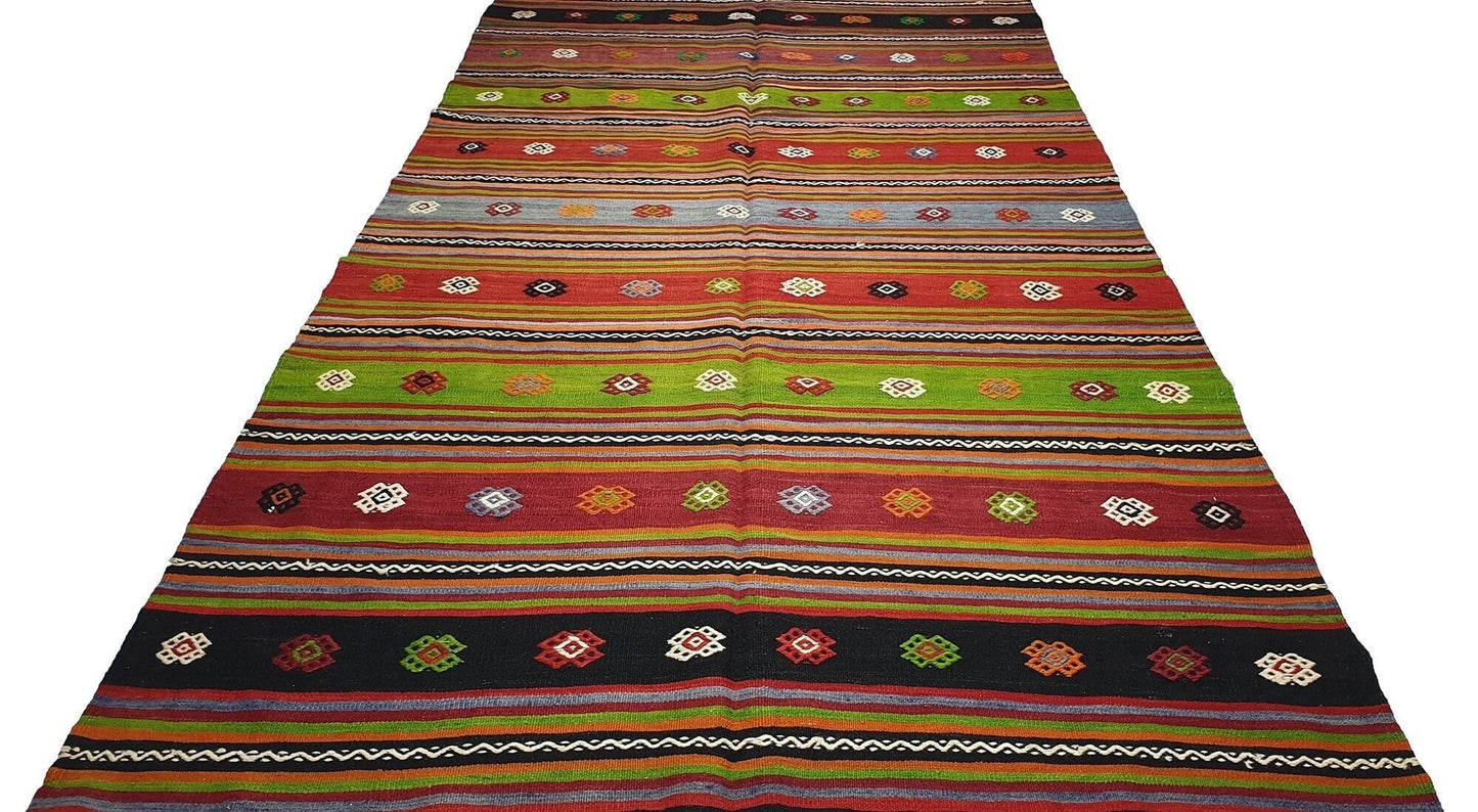 Turkish Kilim Rug Primitive ,Vintage Kilim rug ,Striped Kilim rug , Handmade Flat weave Kilim rug, Area Living room Kilim rug, Floor rug,524
