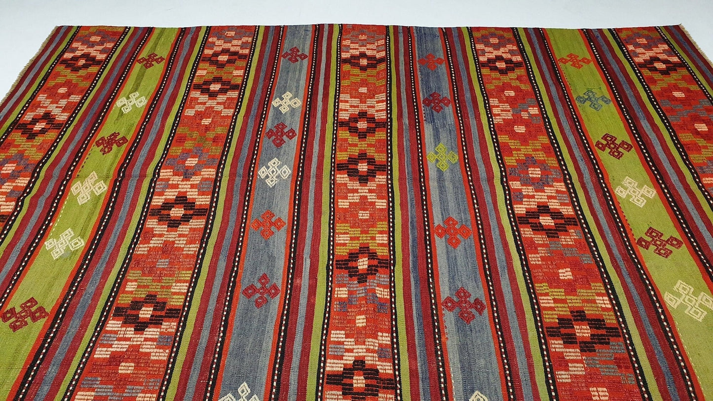 Bohemian Orient Kilim rug ,Anatolia Turkish Kilim rug, Vintage Kilim rug 6x8, Unique rug ,Living room rug, Ethnic rug ,Turkey rug, 543