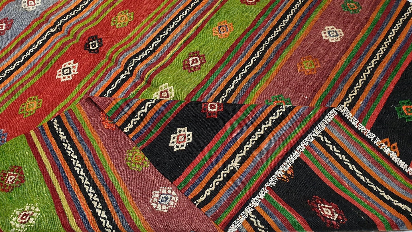 Turkish Kilim Rug Primitive ,Vintage Kilim rug ,Striped Kilim rug , Handmade Flat weave Kilim rug, Area Living room Kilim rug, Floor rug,524