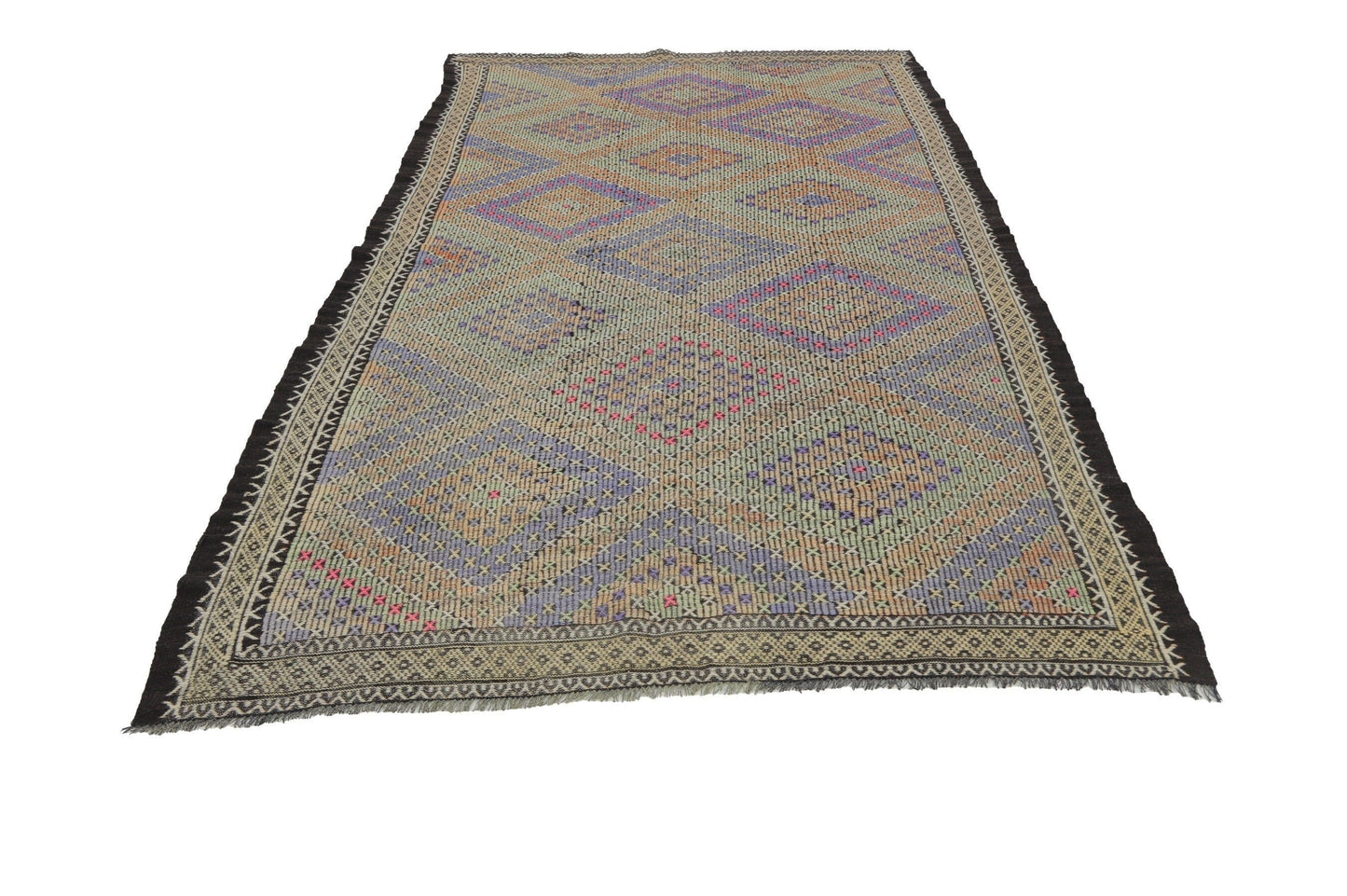 Kilim rug Green Solid Kilim rug ,Handmade rug, Kilim rug 6x12, Turkish rug, Vintage rug, Floor rug, Area rug , Living room, 8159