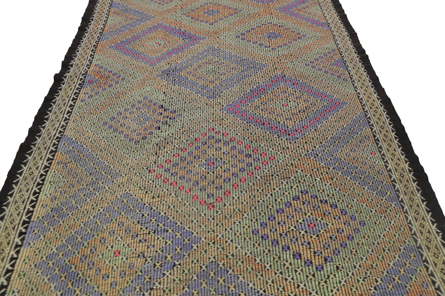 Kilim rug Green Solid Kilim rug ,Handmade rug, Kilim rug 6x12, Turkish rug, Vintage rug, Floor rug, Area rug , Living room, 8159