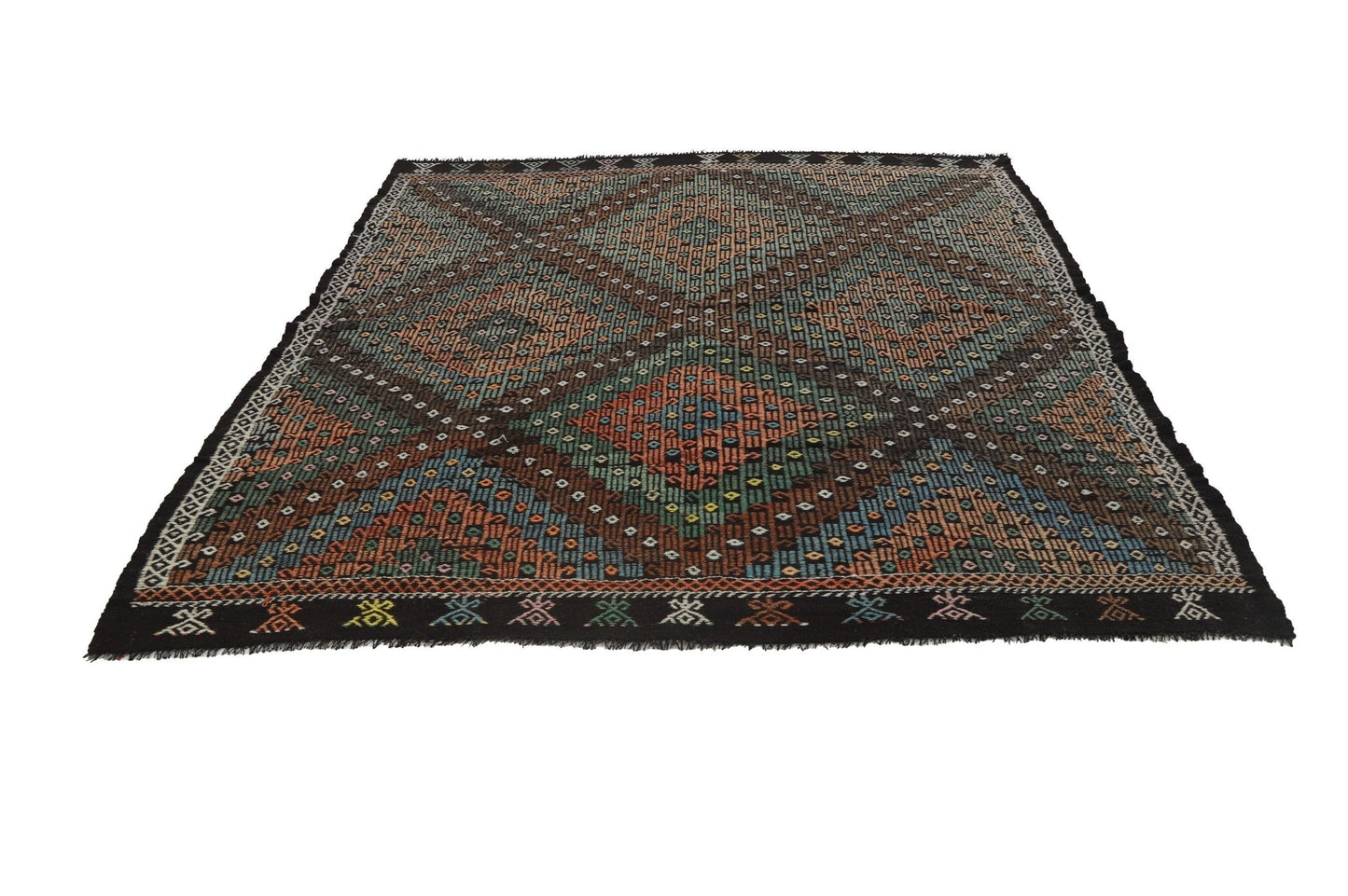 7x10 Handmade Kilim Vintage Area Primitive Unique Old Antique Turkish Kilim rug , 8191