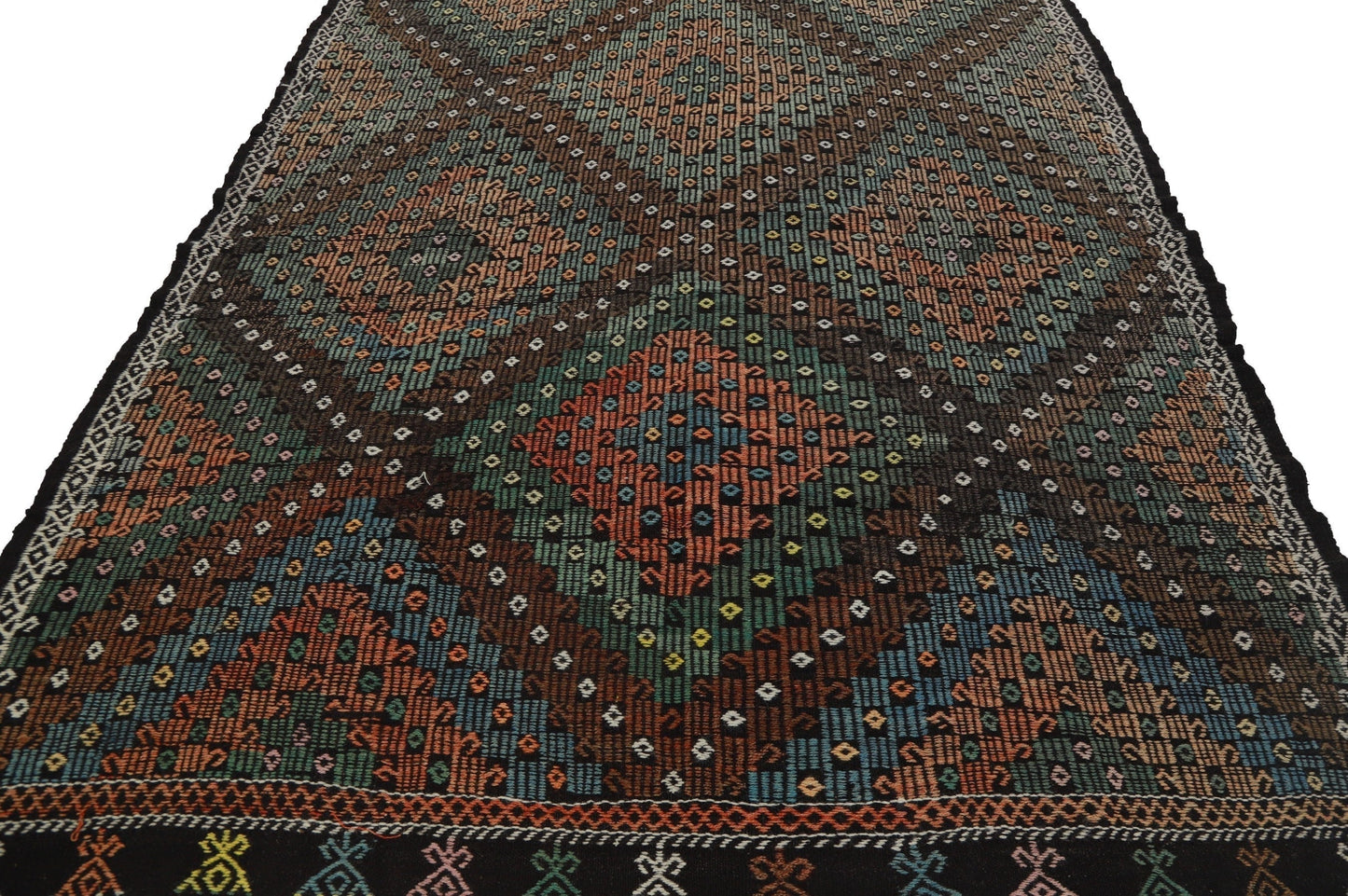 7x10 Handmade Kilim Vintage Area Primitive Unique Old Antique Turkish Kilim rug , 8191