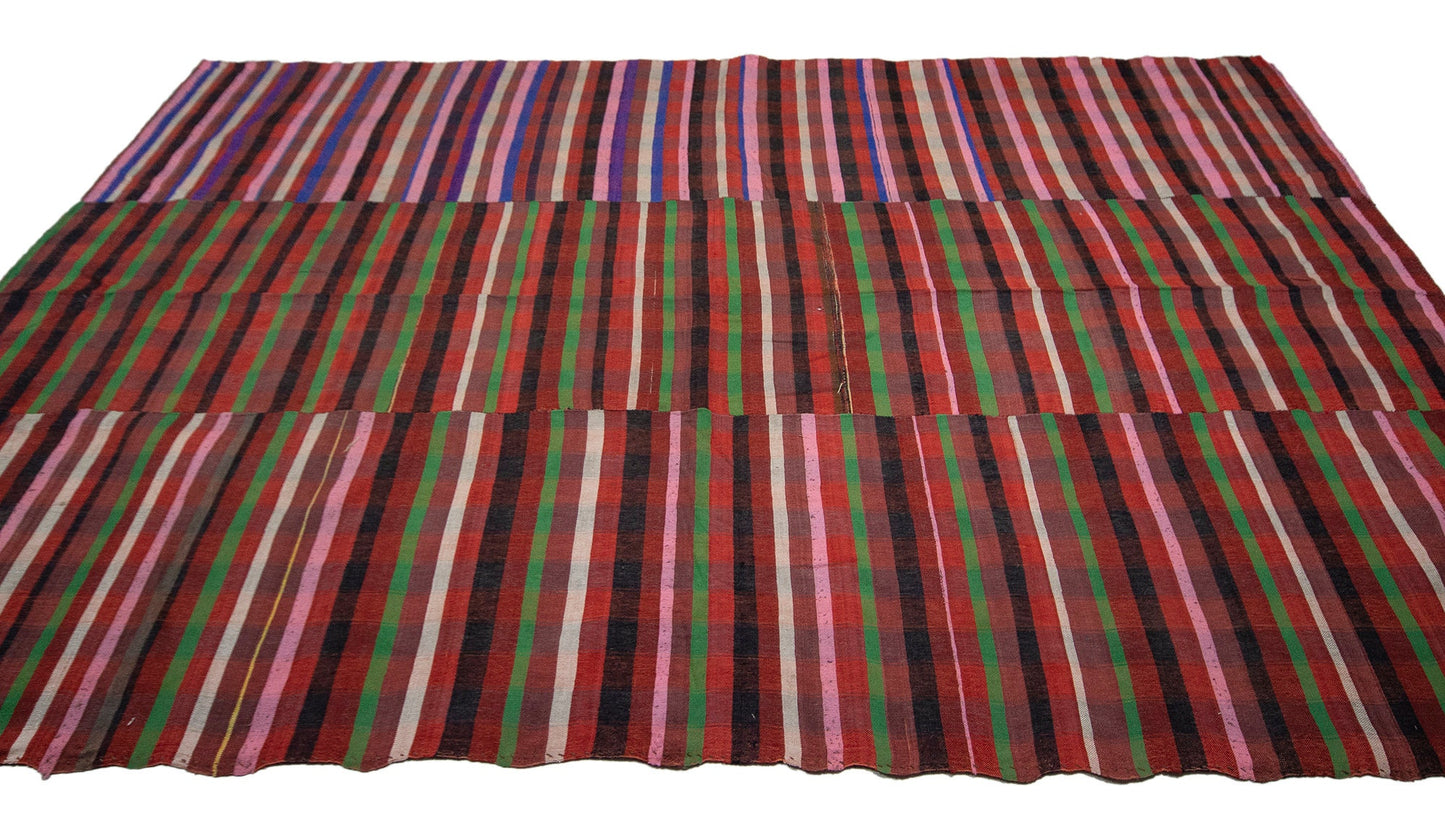 Boho Kilim Rug, 7x10 Kilim rug, 7x10 İndoor Plaid Rectangle Rug,Handmade Vintage Turkish Kilim Rug, 5537